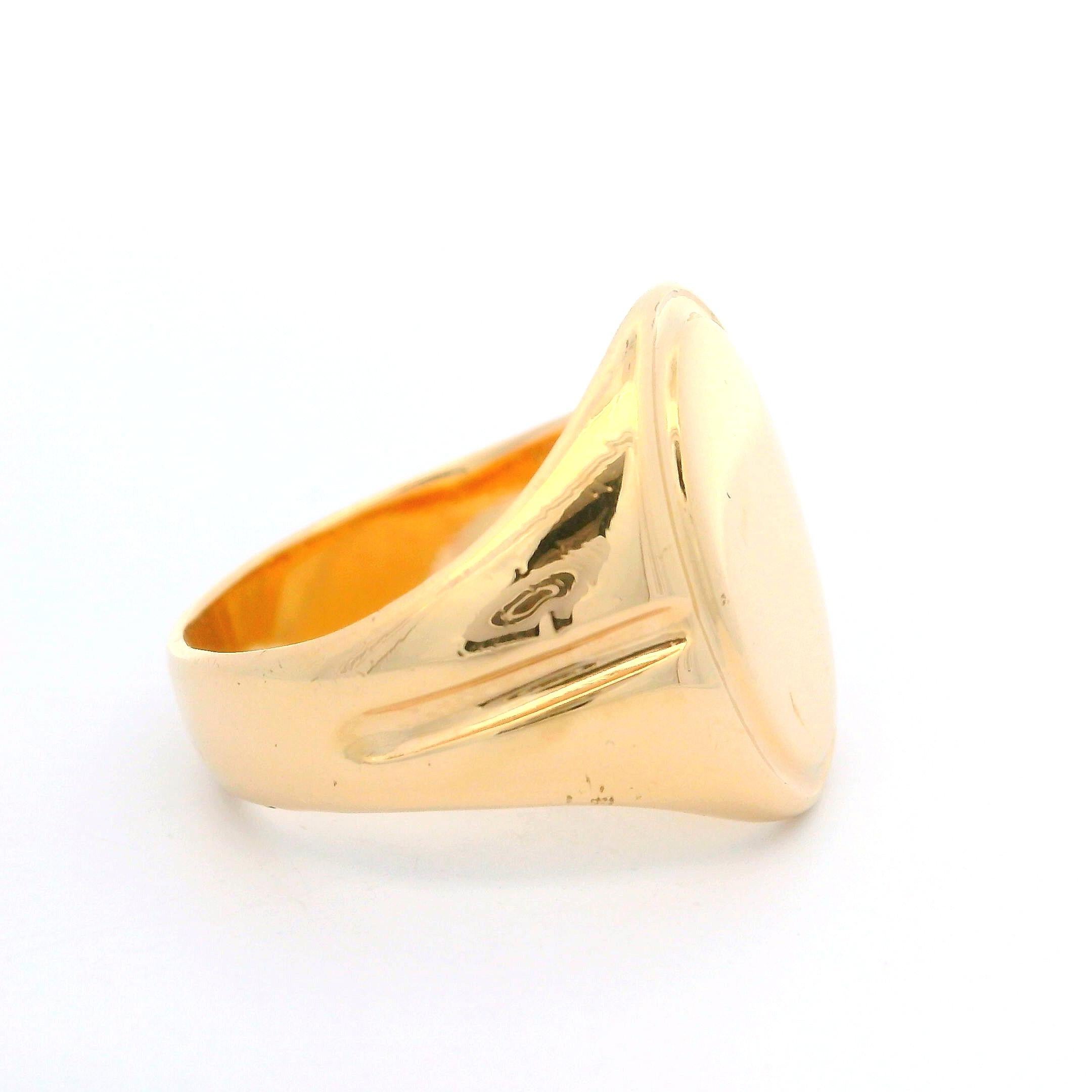 Femenino o masculino Anillo de sello para hombre Vintage de oro amarillo de 10k con diseño pulido acanalado ovalado