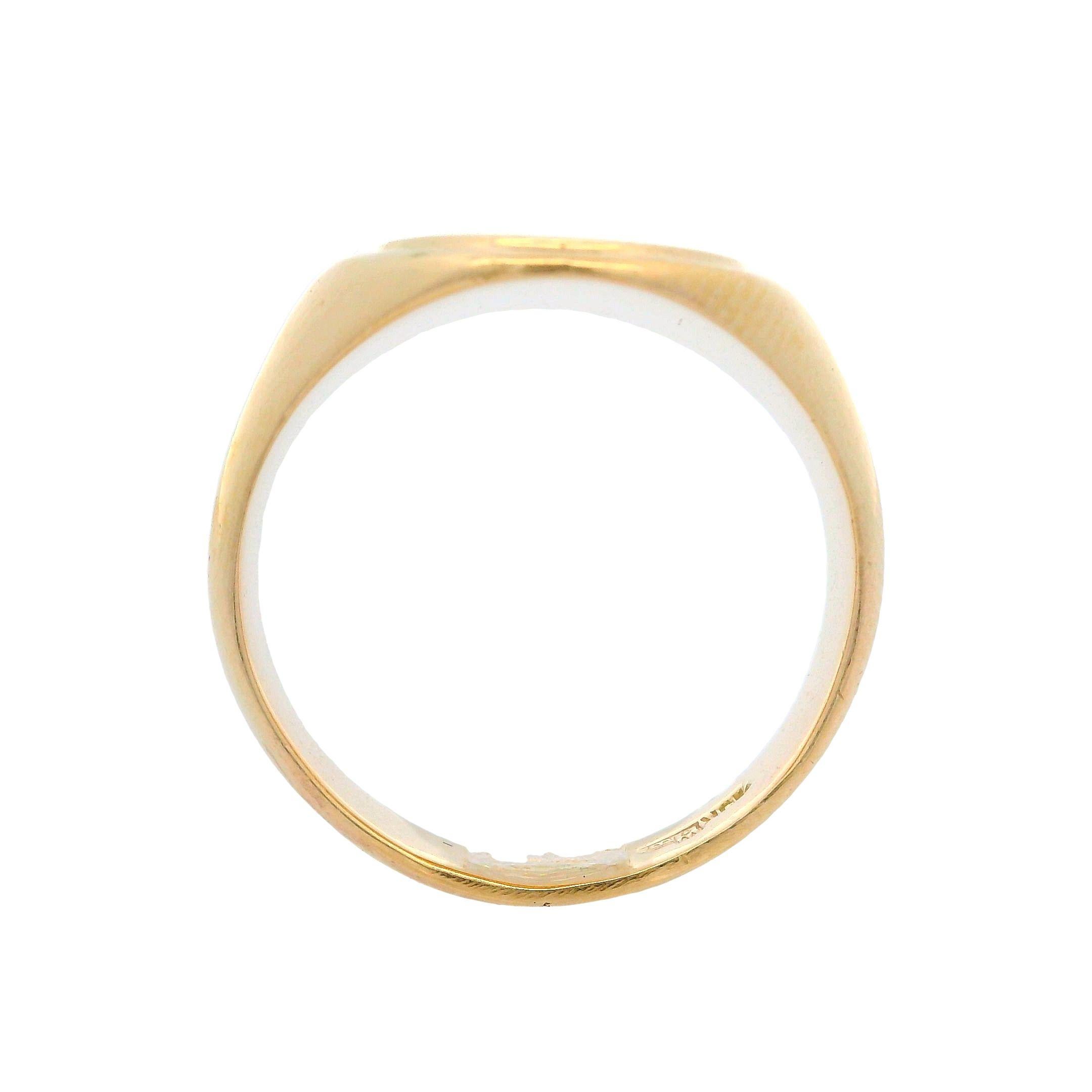 Anillo de sello para hombre Vintage de oro amarillo de 10k con diseño pulido acanalado ovalado 1