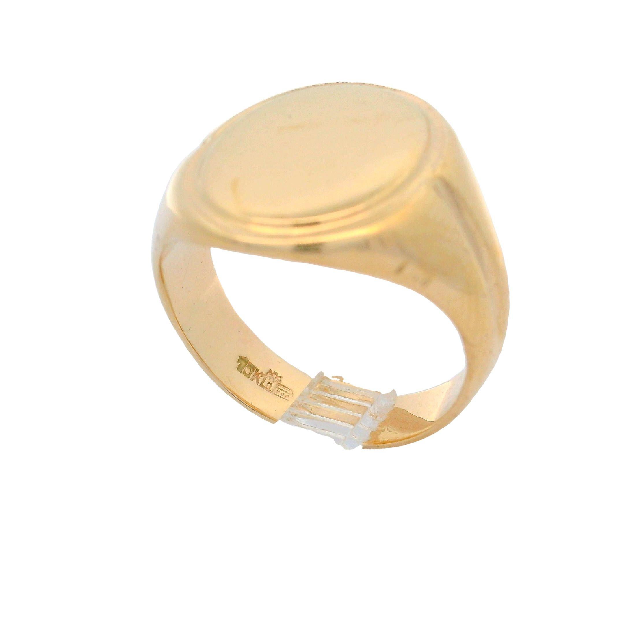 Anillo de sello para hombre Vintage de oro amarillo de 10k con diseño pulido acanalado ovalado 2
