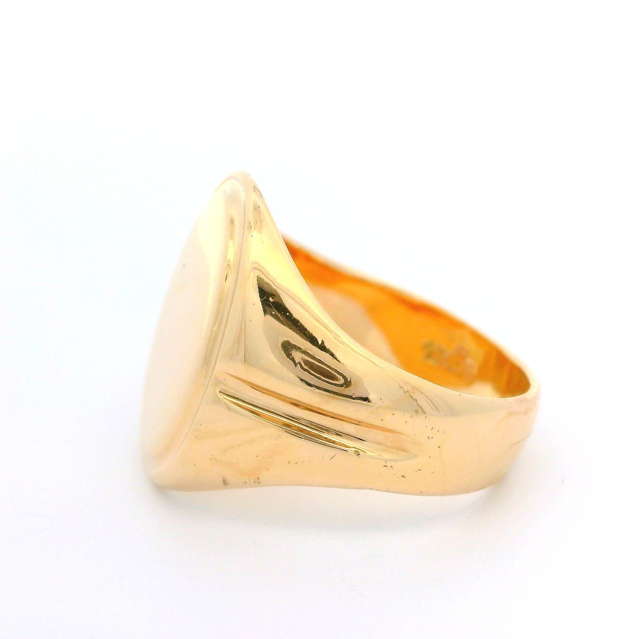Anillo de sello para hombre Vintage de oro amarillo de 10k con diseño pulido acanalado ovalado 3