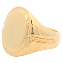 Anillo de sello para hombre Vintage de oro amarillo de 10k con diseño pulido acanalado ovalado