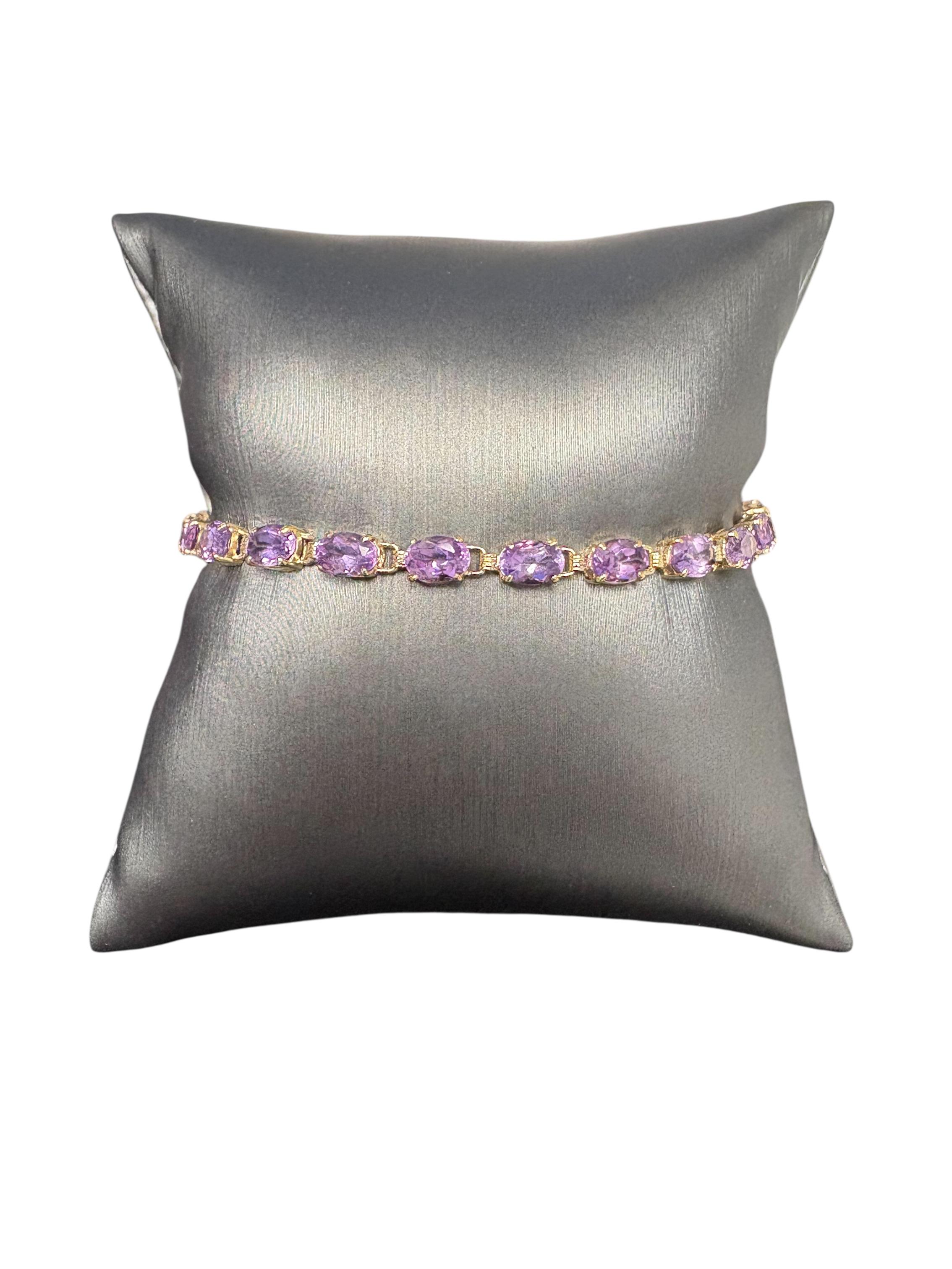 Bracciale vintage in oro giallo 10k con gemme viola in vendita 7