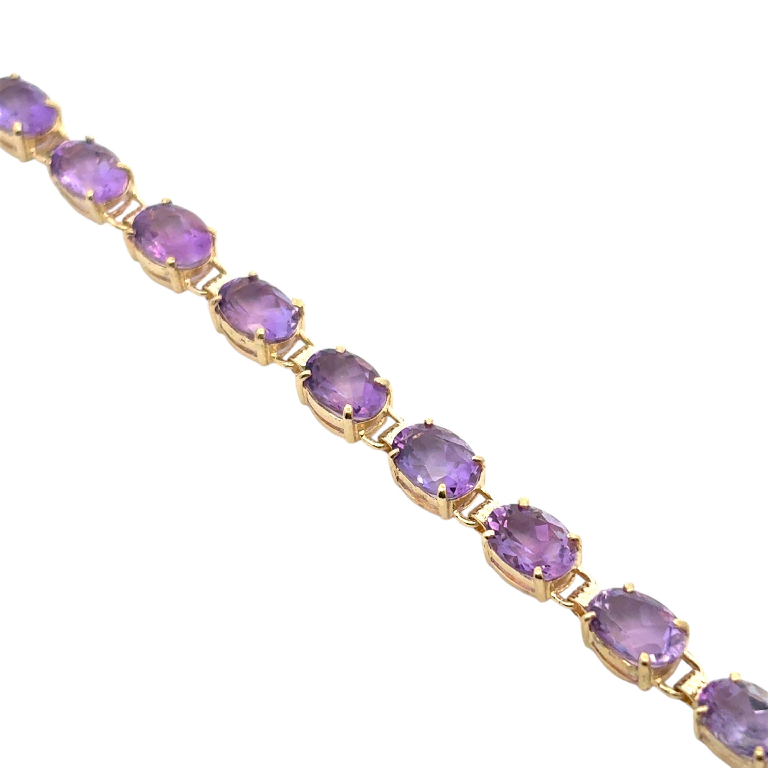 Moderno Bracciale vintage in oro giallo 10k con gemme viola in vendita