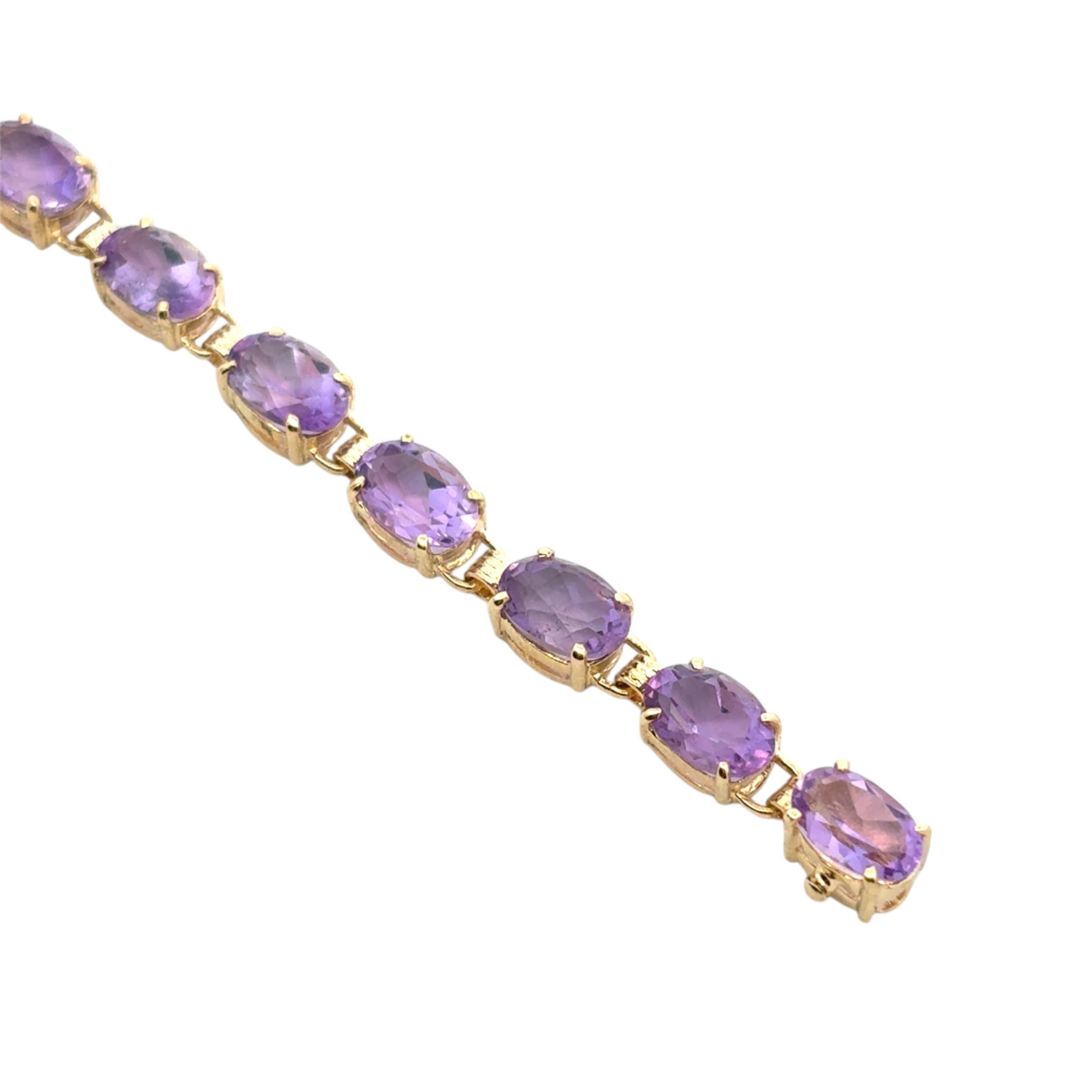 Bracciale vintage in oro giallo 10k con gemme viola in vendita 4