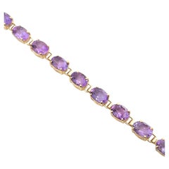 Bracelet vintage en or jaune 10k et pierres précieuses violettes