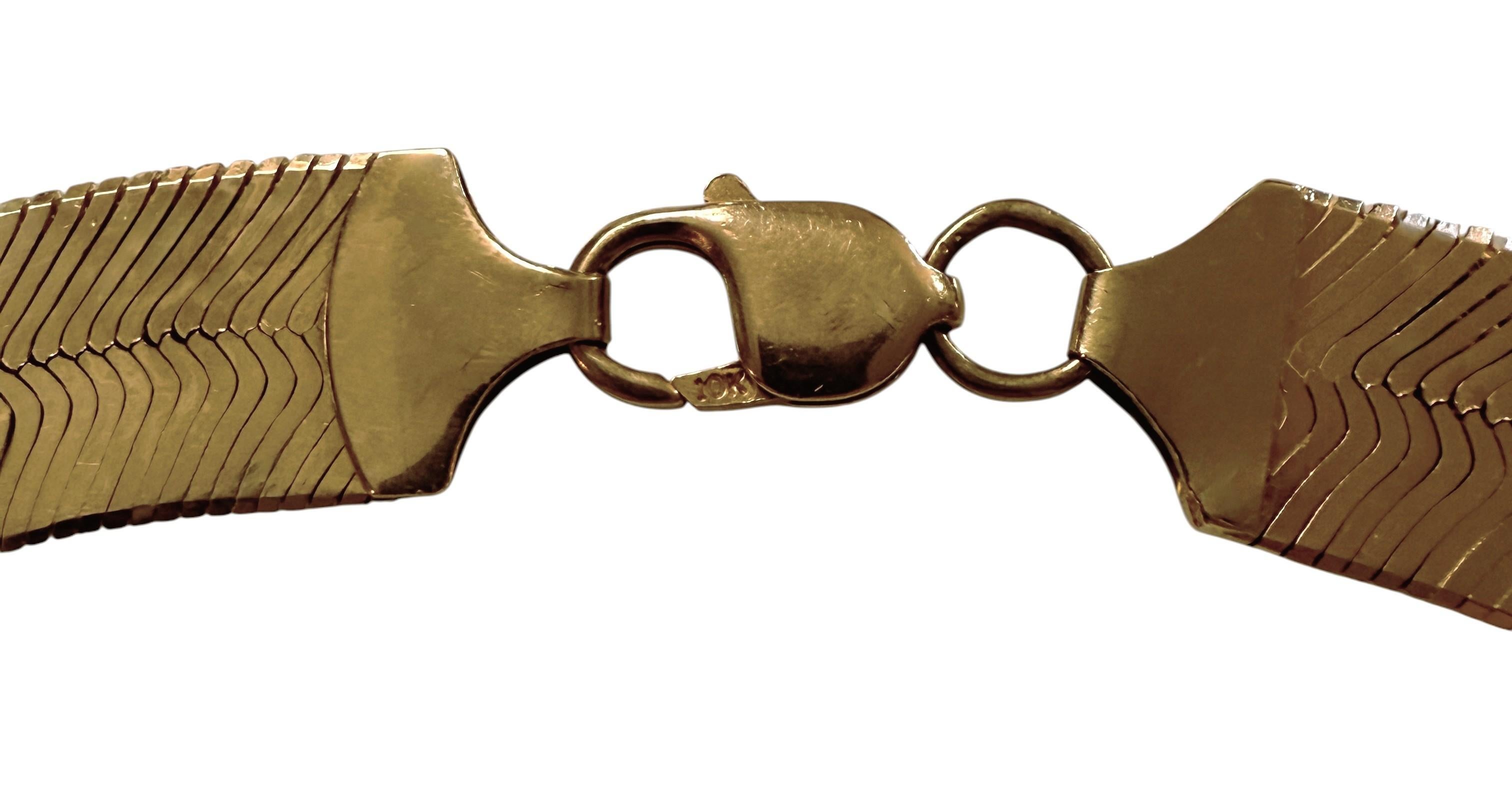 Vintage By in oro giallo 10K Collana a spina di pesce scintillante larga 15 mm, 55,33 grammi in vendita 8
