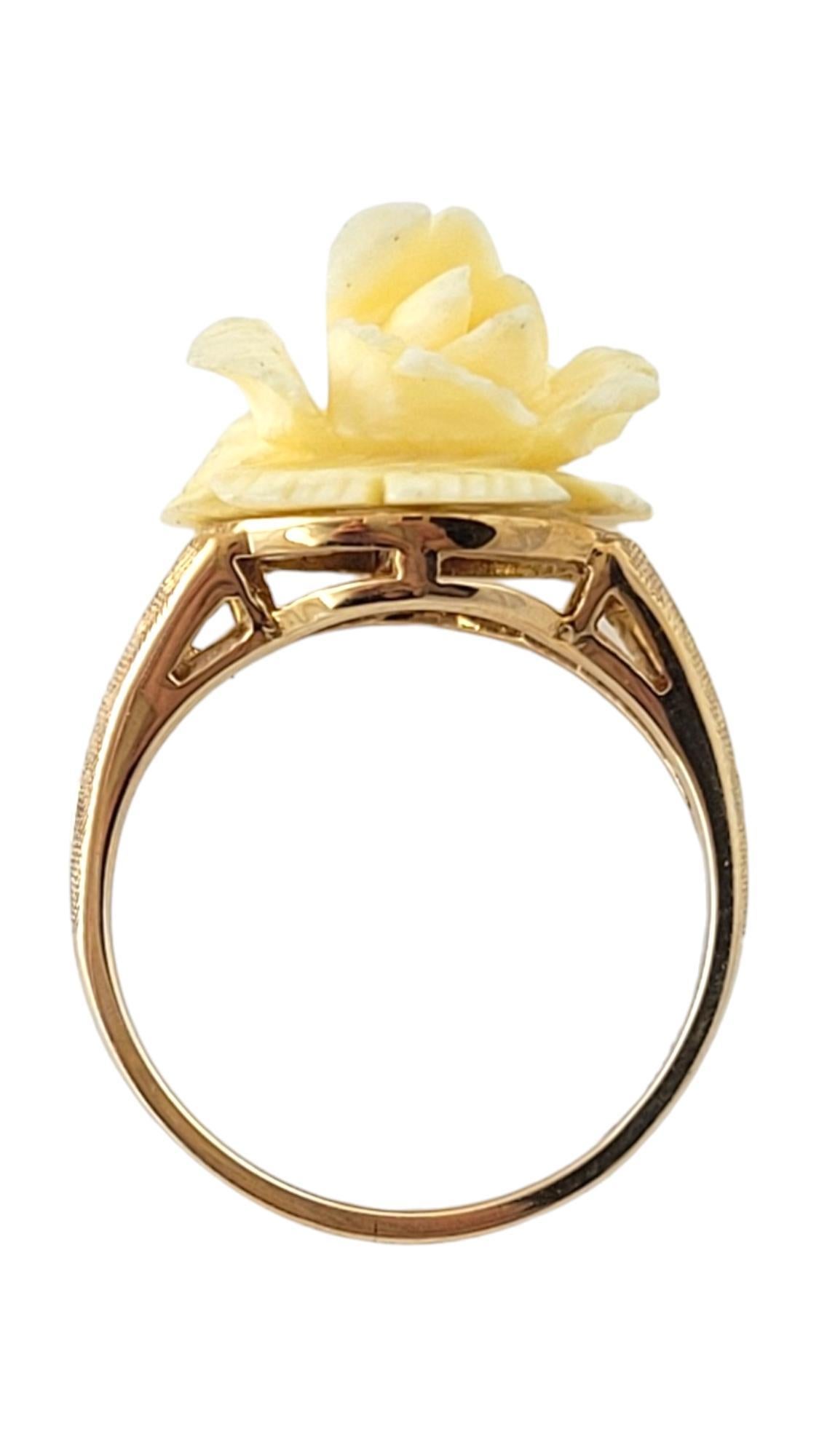 Women's Vintage 10K Yellow Gold White Rose Ring Size 5.25 #16933 For Sale
