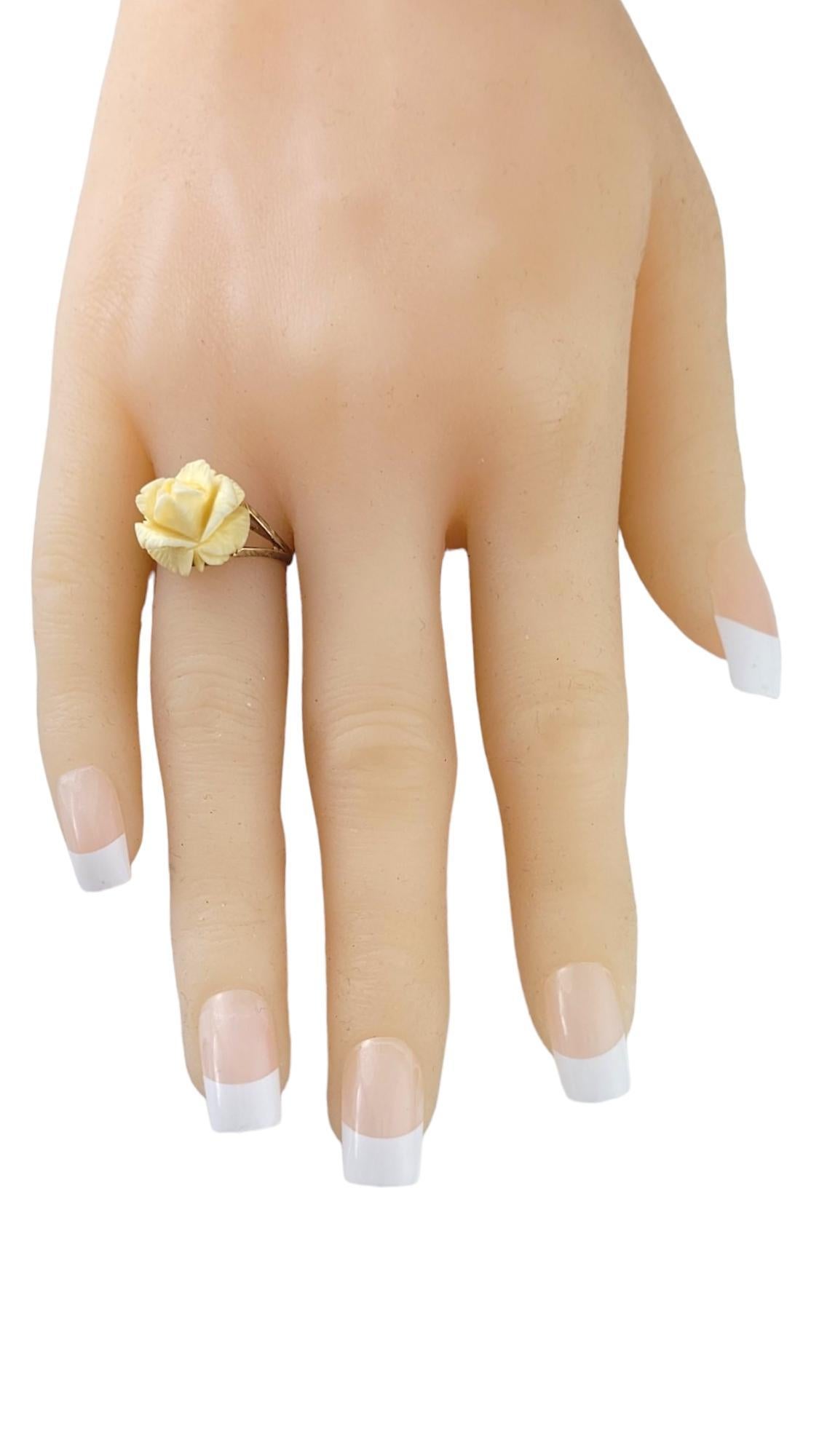 Vintage 10K Yellow Gold White Rose Ring Size 5.25 #16933 For Sale 3