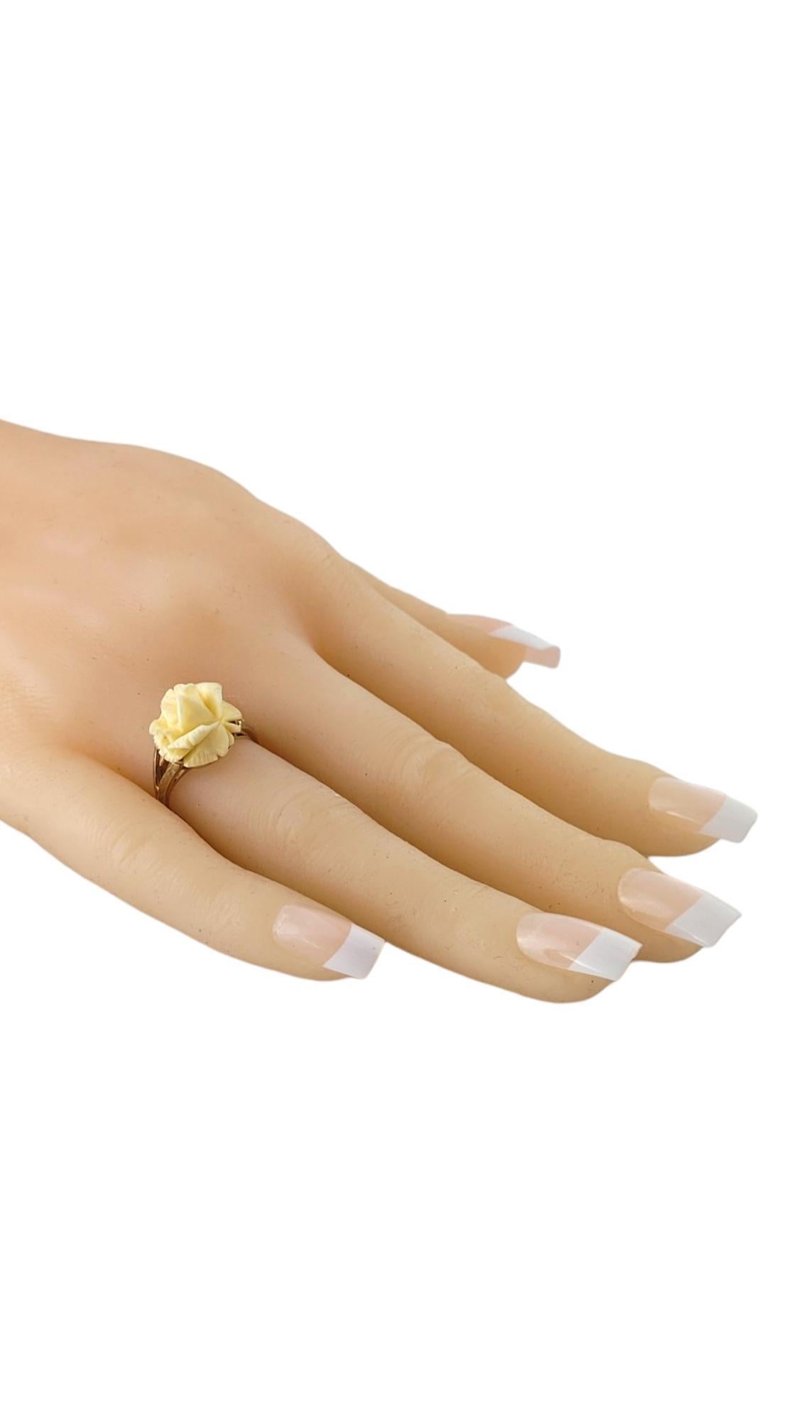 Vintage 10K Yellow Gold White Rose Ring Size 5.25 #16933 For Sale 4