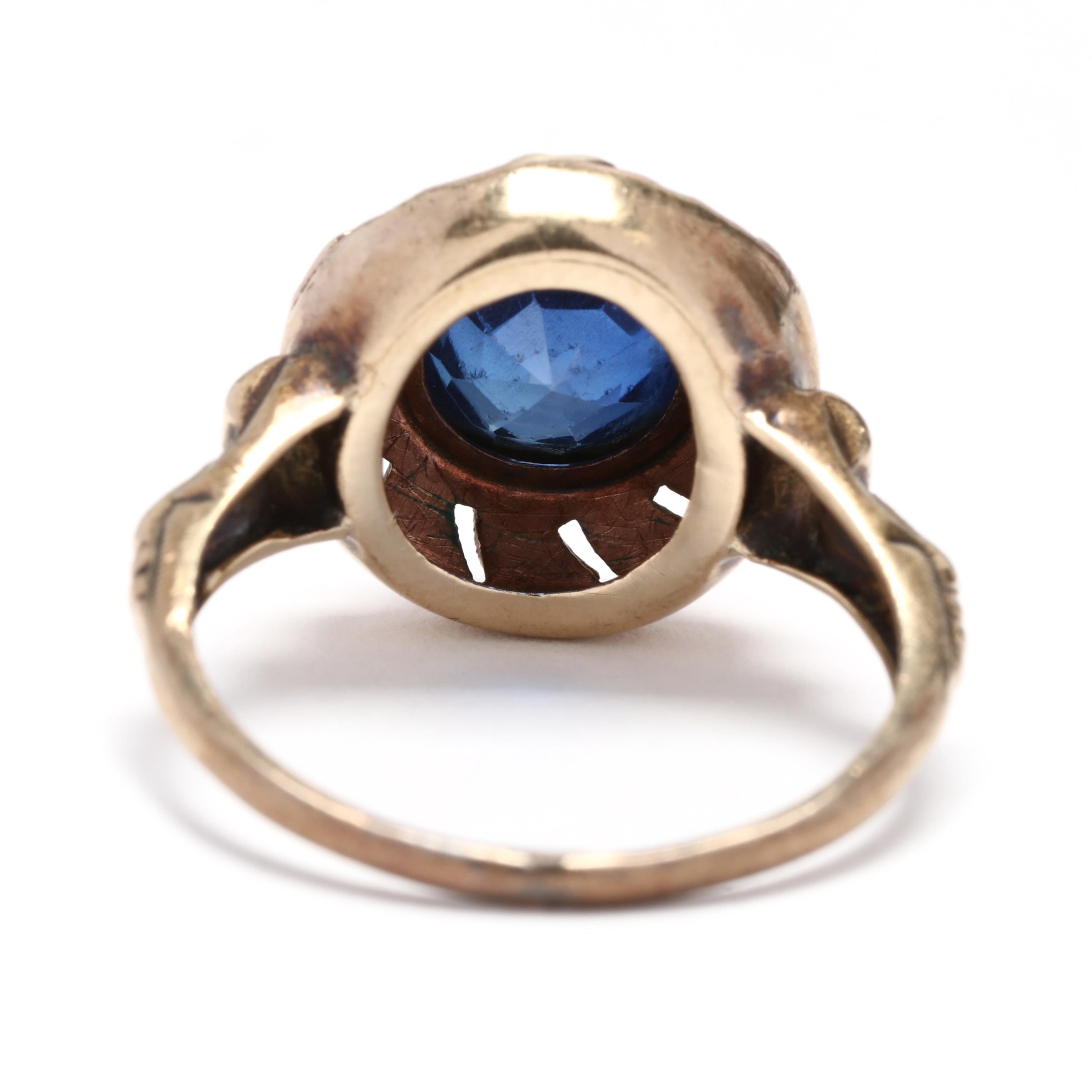 vintage gold ring with blue stone