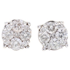 Vintage 10KT Gold Cluster Diamond Stud Earrings, 1/2 Ctw Diamond Stud Earrings