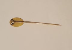 Vintage 10 Karat Yellow Harry S Bick Stickpin, Oval Monogram, 1950s
