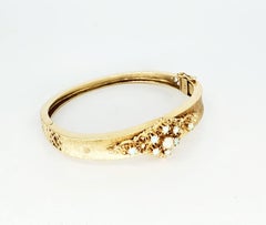 Vintage Opal Floral Bangle 14 Karat Gold