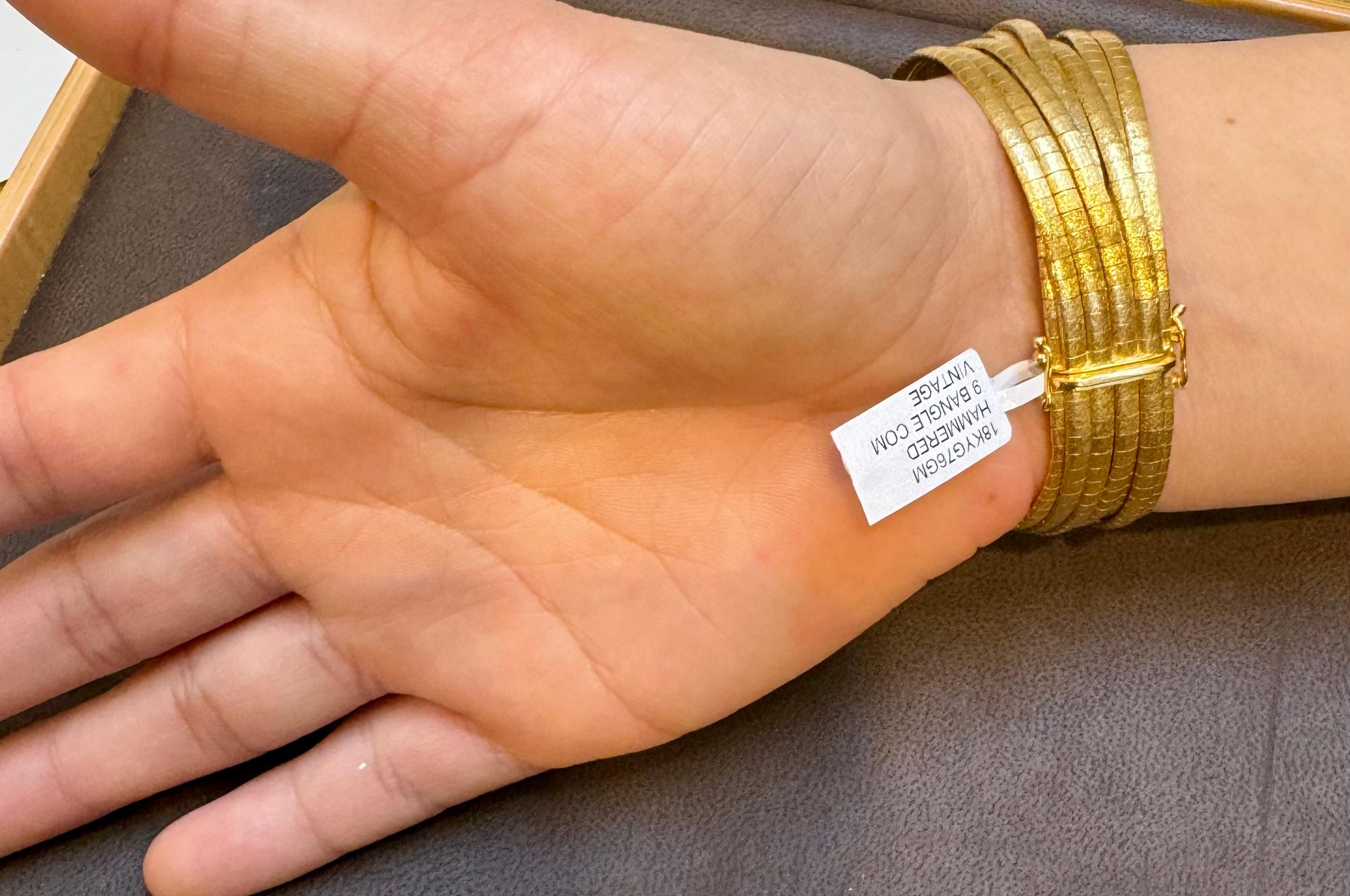 Vintage By 11 Bangle Combinato Oro Martellato  Bracciale in oro giallo 18 Kt, 69 gm 3