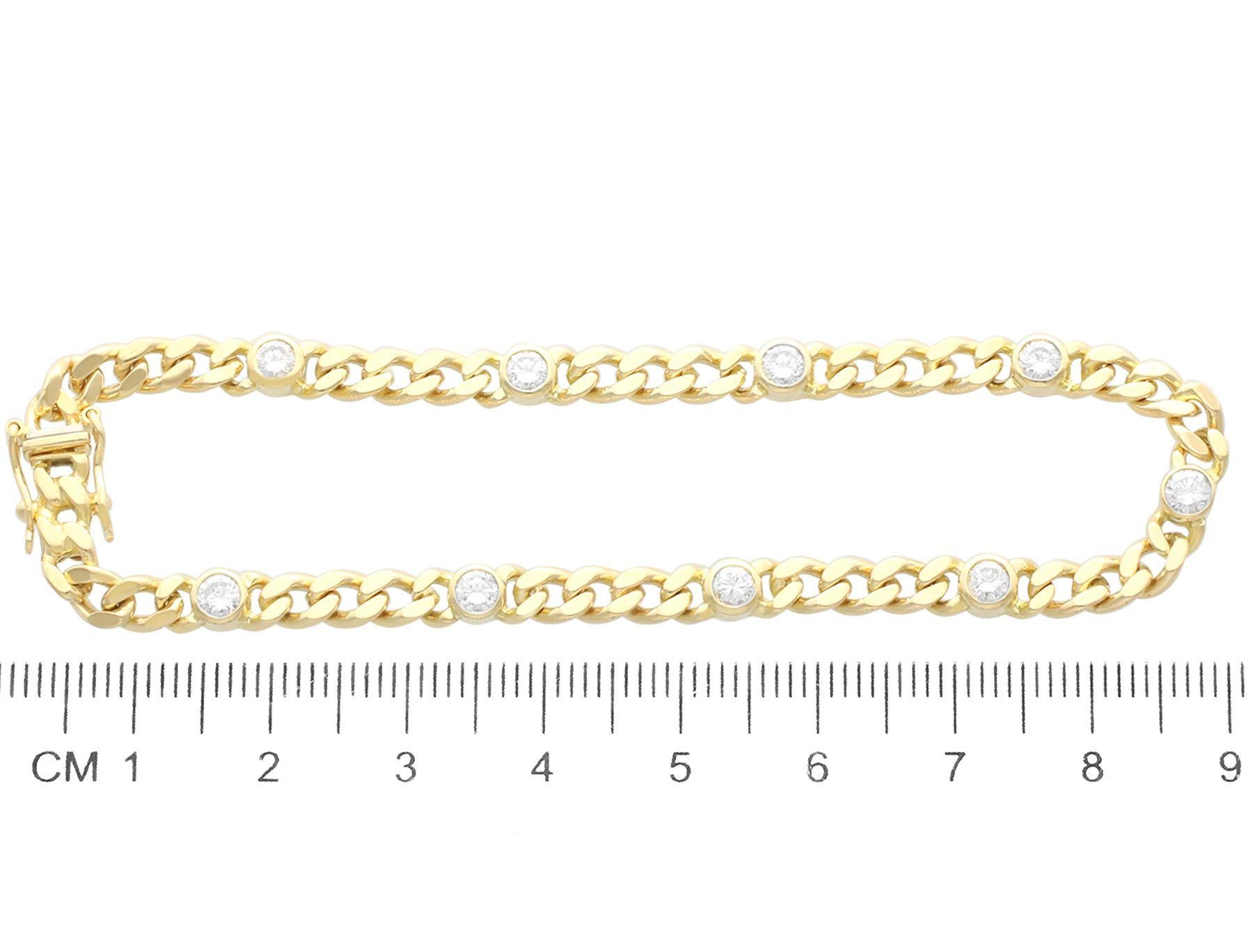 Bracelet vintage en or jaune 18 carats et diamants de 1,10 carat, c. 1990 en vente 3