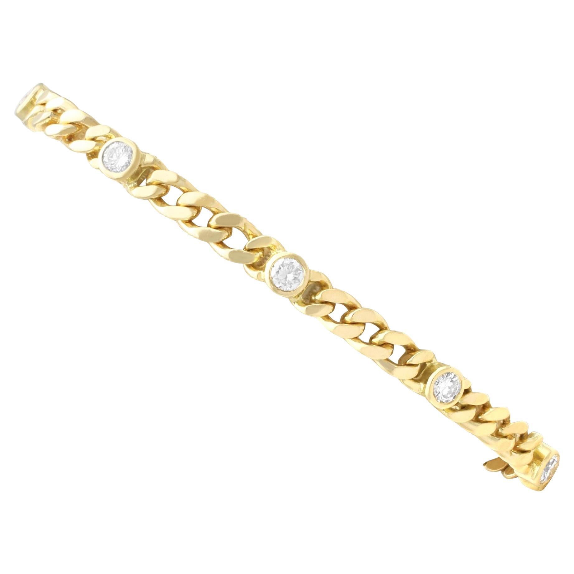 Bracelet vintage en or jaune 18 carats et diamants de 1,10 carat, c. 1990