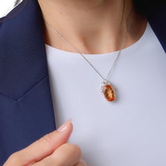 Vintage 11.00 carat imperial topaz diamond 18k white gold necklace