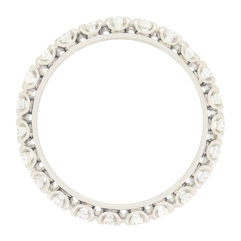 Anillo de eternidad de diamantes vintage de 1,10 ct, c.1950 Corte brillante en venta