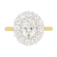 Vintage 1.10ct Diamond Halo Ring, c.1970s