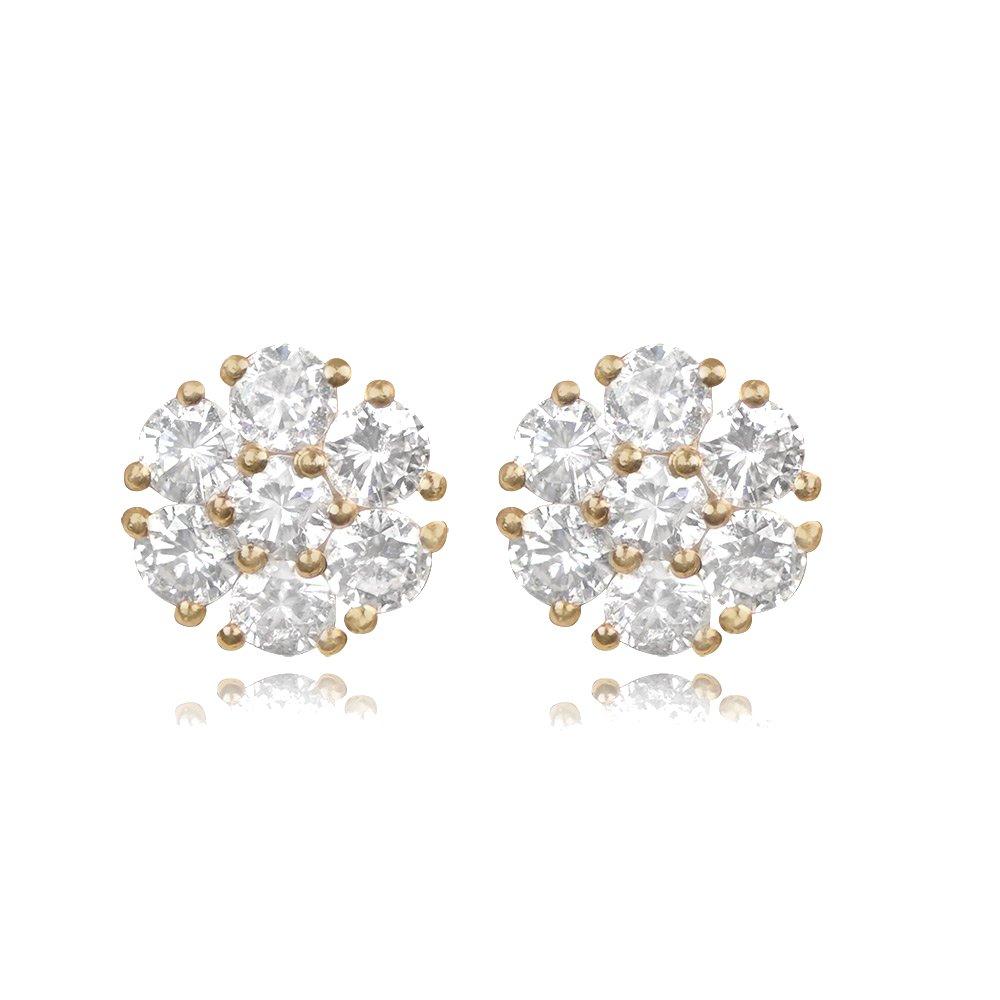 Lassen Sie sich vom Charme der Vintage-Eleganz verzaubern mit diesen floralen Diamant-Clustern. In Zacken gefasste Diamanten im Übergangsschliff mit einem Gesamtgewicht von 1,10 Karat verleihen jedem Ohrring einen Hauch von Brillanz. Die Farbe H und