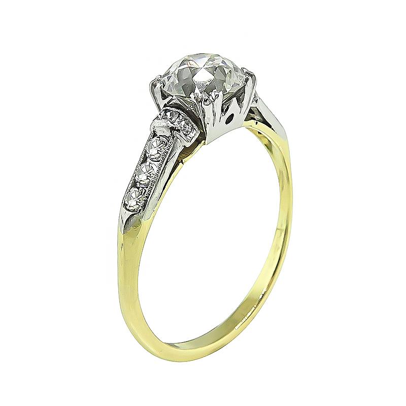 Anillo de compromiso de diamantes vintage de 1,11 quilates Talla antigua en venta