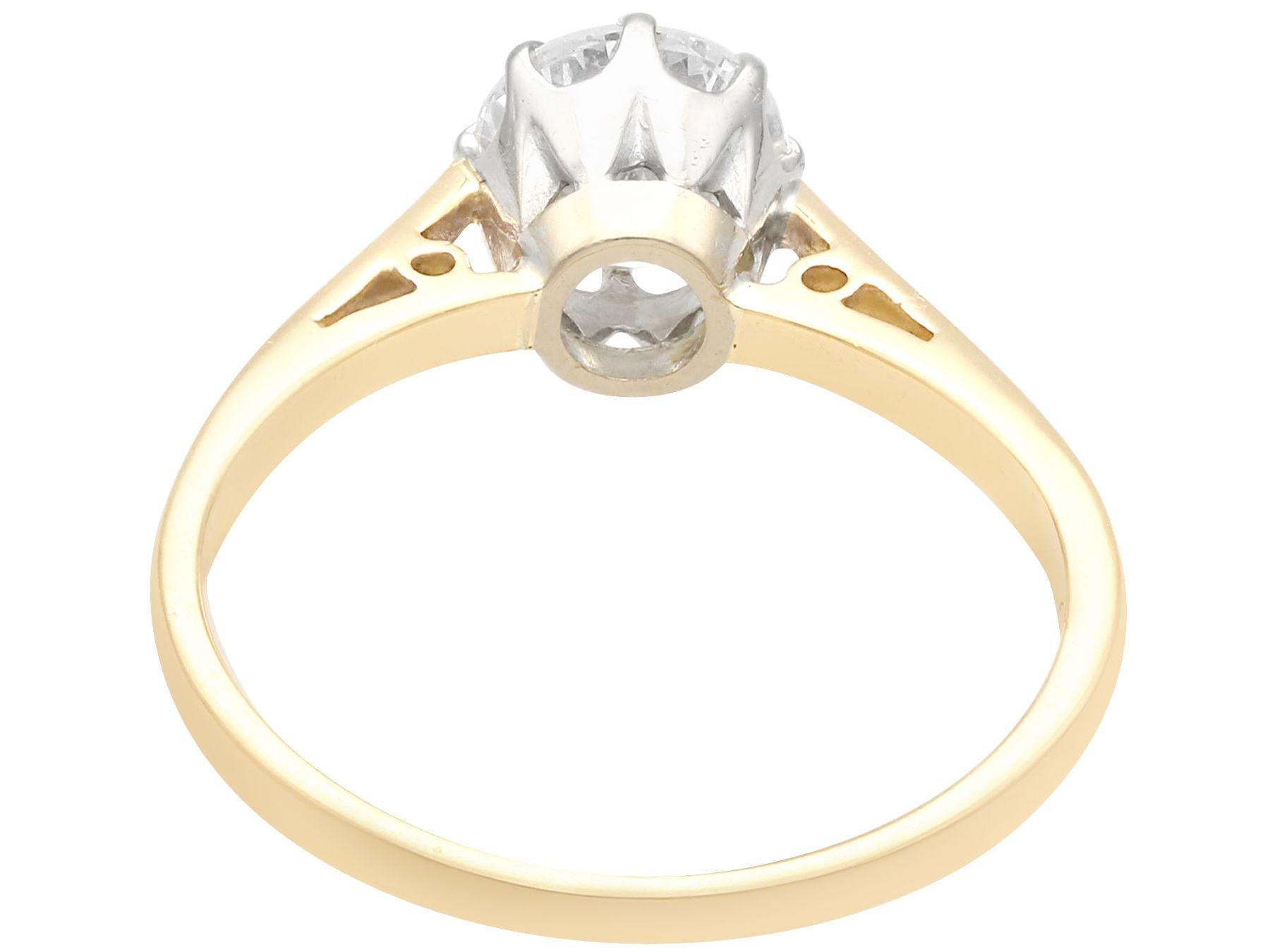 Women's or Men's Vintage 1.12 Carat Diamond and Yellow Gold Solitaire Ring For Sale