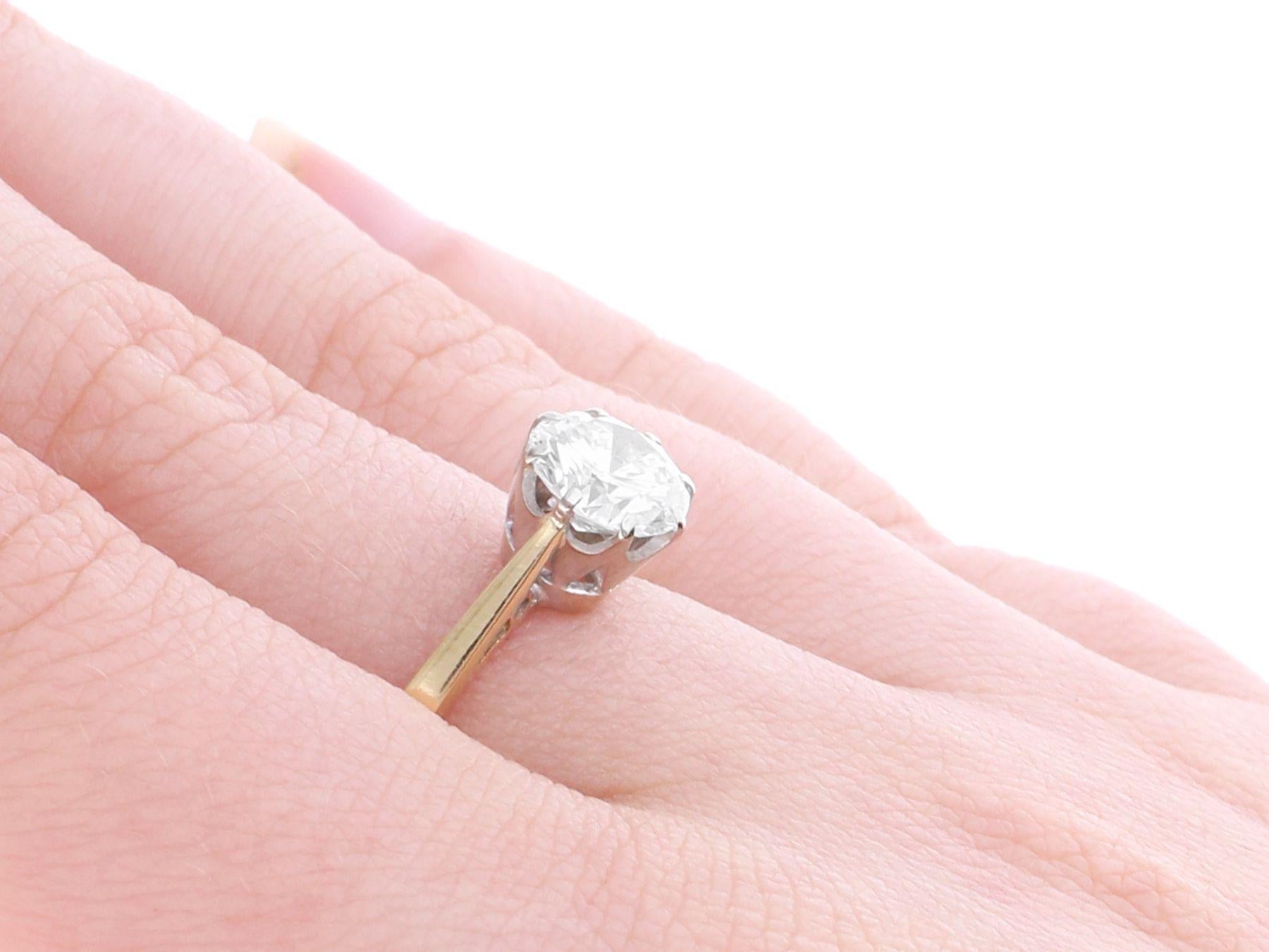 Anillo solitario vintage de oro amarillo y diamantes de 1.12 quilates 3
