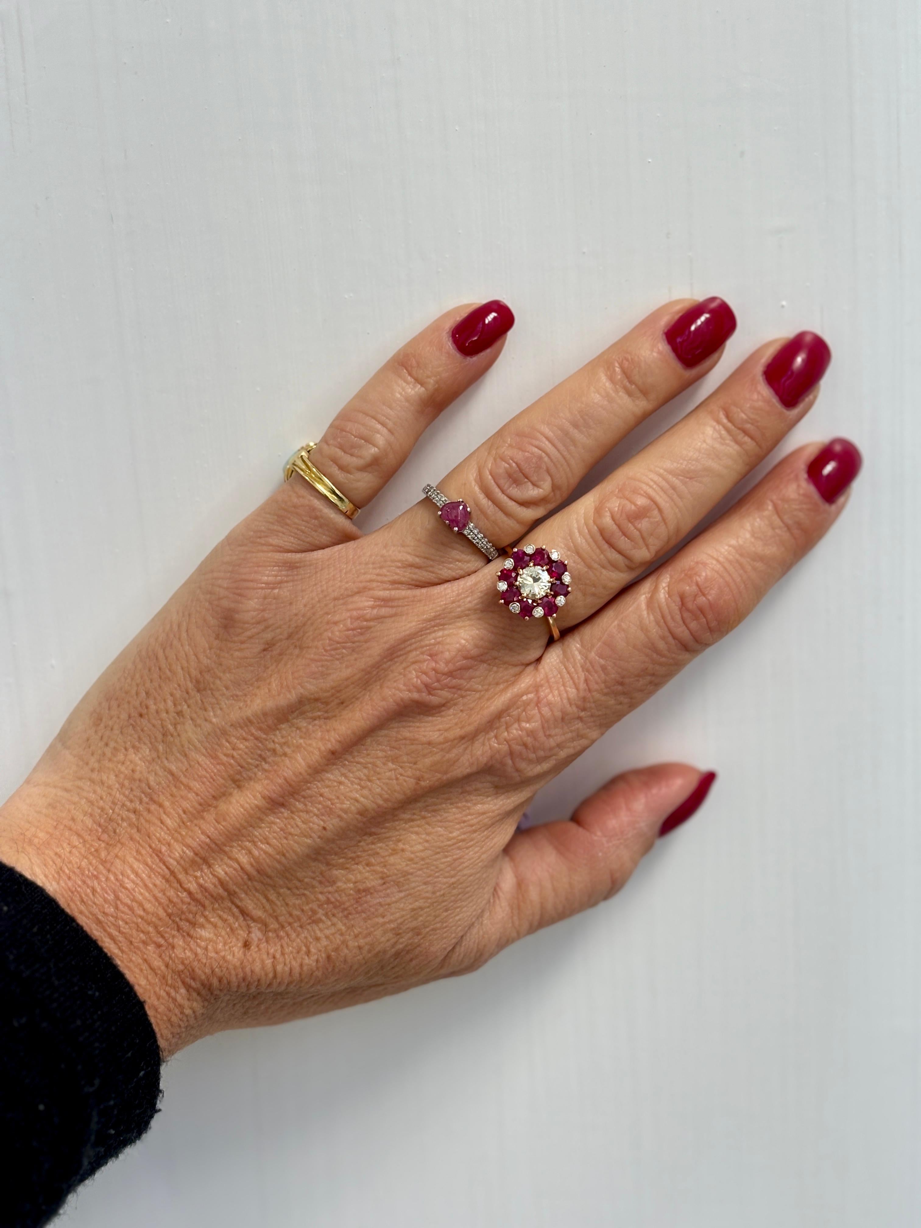 Anello da cocktail vintage con diamante e rubino da 1,12 carati 5