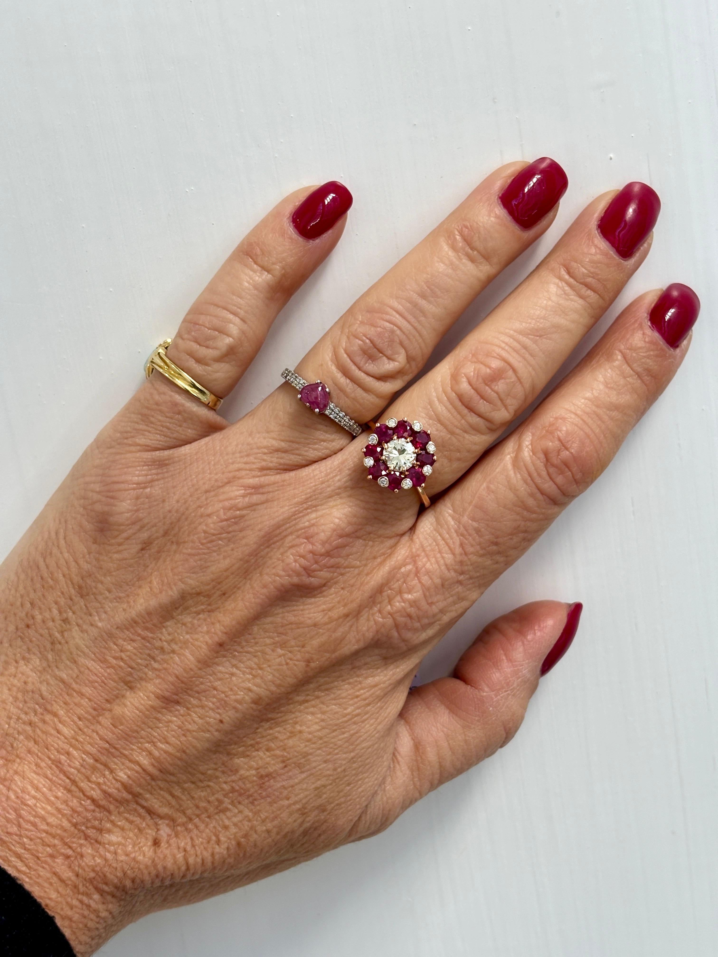 Anello da cocktail vintage con diamante e rubino da 1,12 carati 6