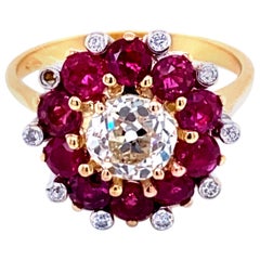 Vintage 1.12 Carat Diamond Ruby Cocktail Ring