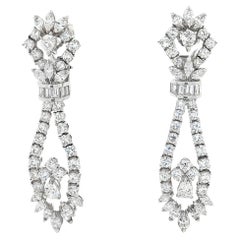 Vintage 11.2 CT 18K Pear, Marquise, and Round Brilliant Cut Earring