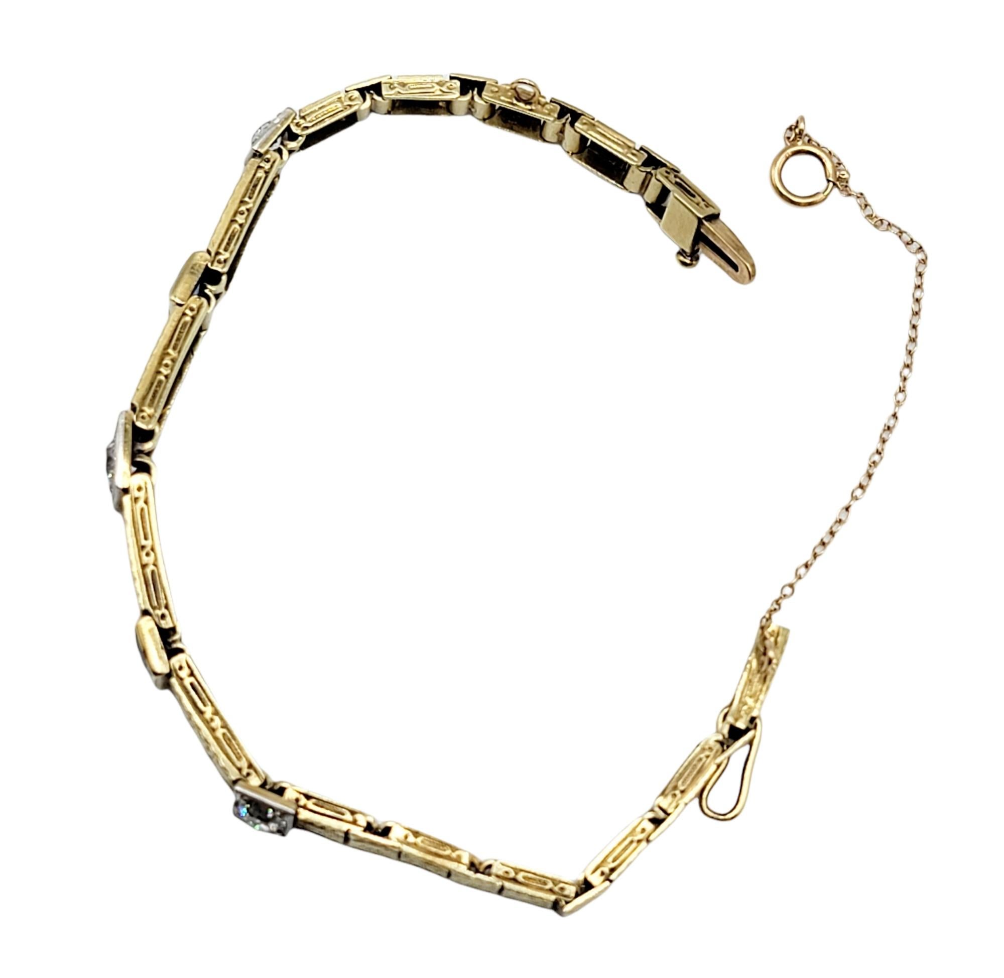Bracelet vintage en or jaune 18 carats avec saphirs et diamants de 1,13 carat au total Pour femmes en vente