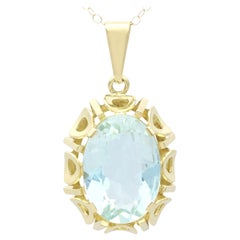 Pendentif vintage en or jaune et aigue-marine de 11,31 carats, c. 1950