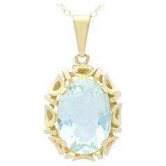 Pendentif vintage en or jaune et aigue-marine de 11,31 carats, c. 1950