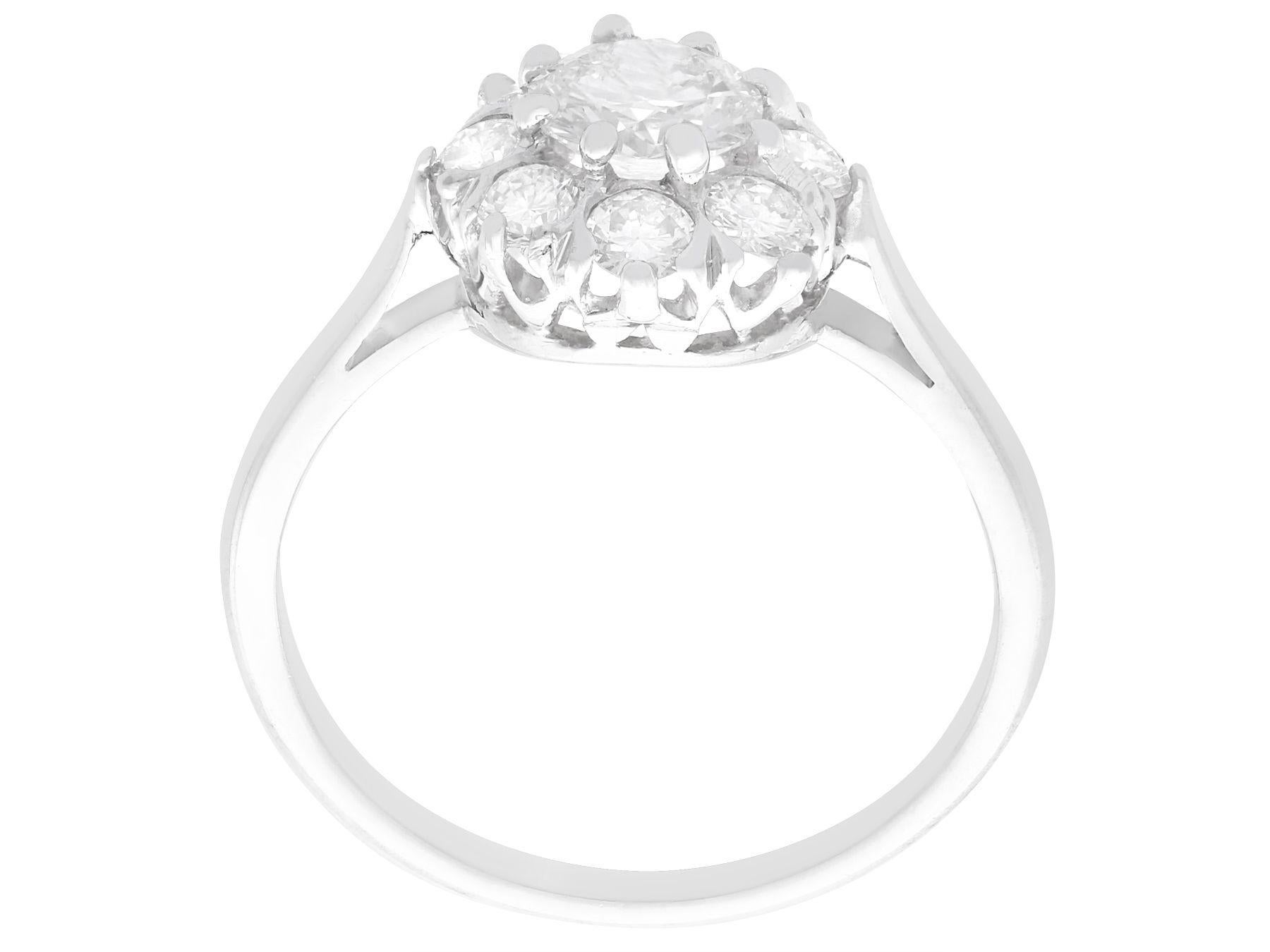 Women's or Men's Vintage 1.14 Carat Diamond and Platinum Cluster Ring, Circa 1940 For Sale