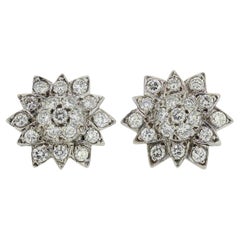 Vintage 1.14 Carat Diamond Cluster Earrings