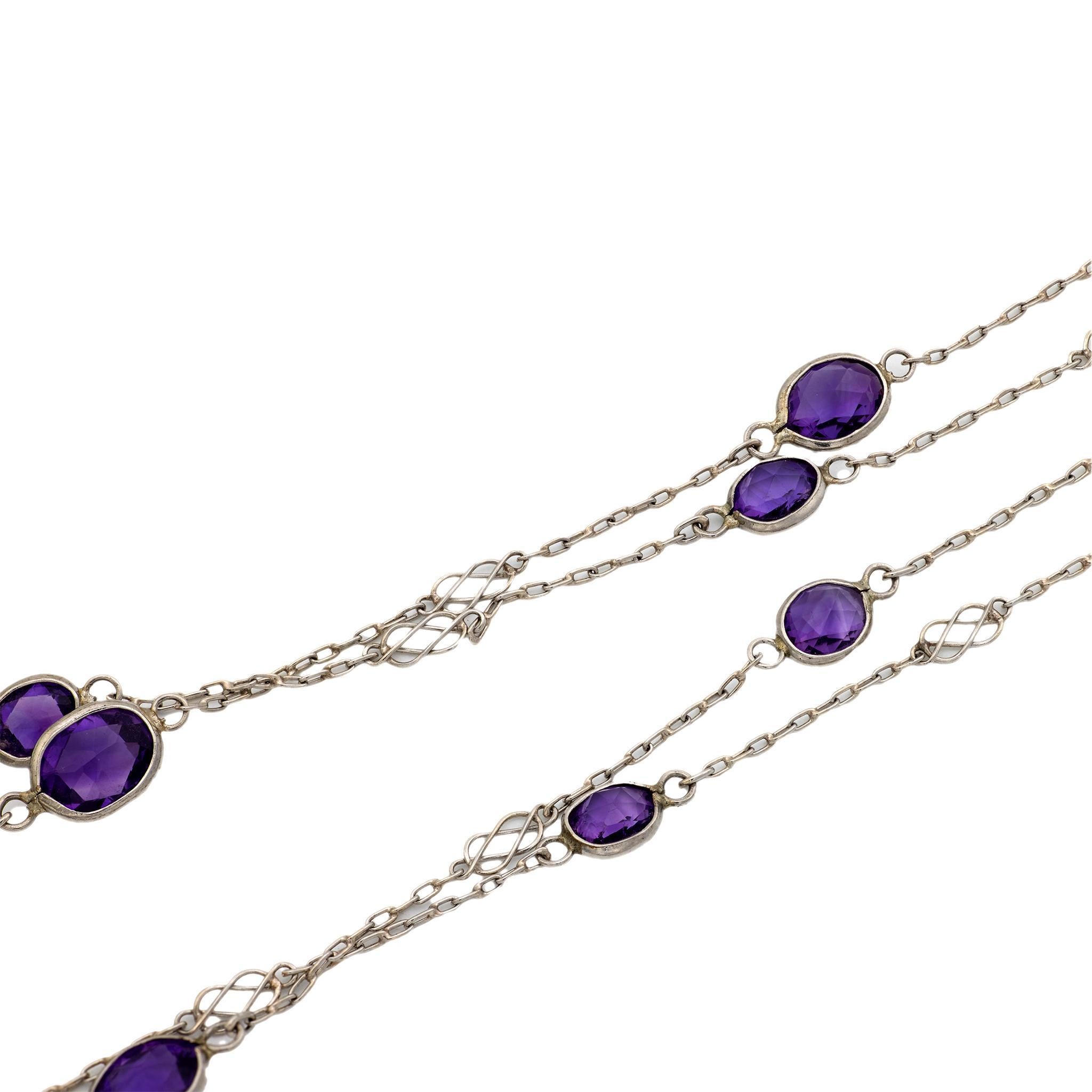 Vintage 11,40 Karat Amethyst 14k Weißgold Kette Halskette im Zustand „Gut“ im Angebot in Beverly Hills, CA