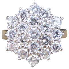 Vintage 1.14ct Diamond Cluster Ring in 18ct Yellow and White Gold