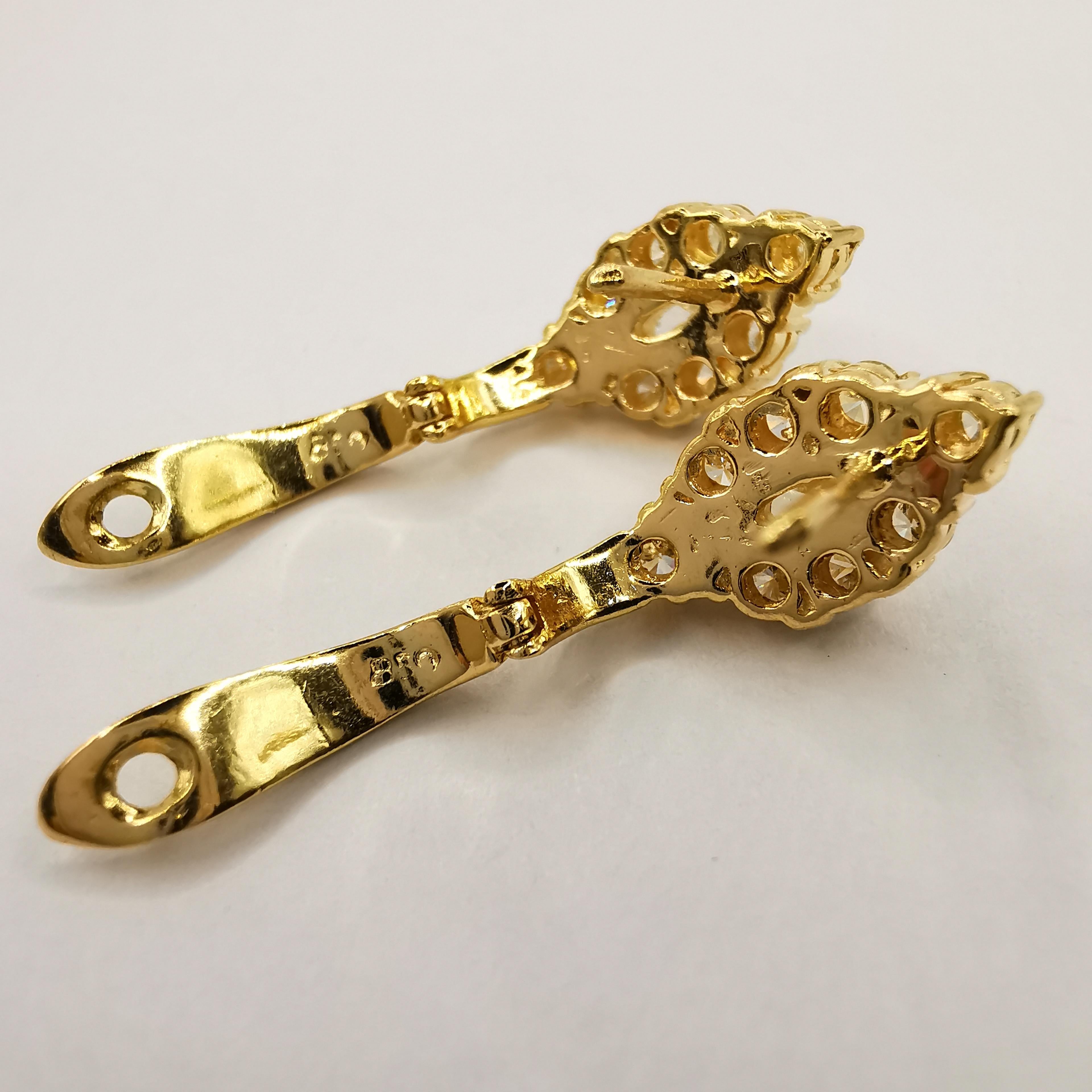 Vintage 1,15 Karat Marquise-Diamant-Ohrringe aus 20 Karat Gelbgold im Angebot 1
