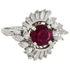 Vintage 1.15 Carat Rubellite Tourmaline and Diamond Ballerina Ring