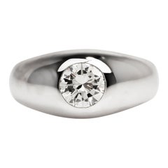Herren Gypsy-Ring, 1,15 Karat Diamant 18k Weißgold Solitär