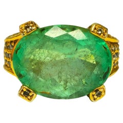 Anillo Vintage de Diamantes Esmeralda Colombiana de 14 quilates y 11,50 quilates
