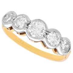 Vintage 1.16 Carat Diamond and 18k Yellow Gold Five Stone Ring Circa 1950