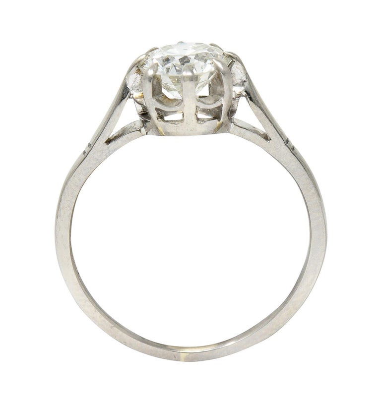Vintage 1.16 Carats Diamond 18 Karat White Gold Belcher Engagement Ring For Sale 2