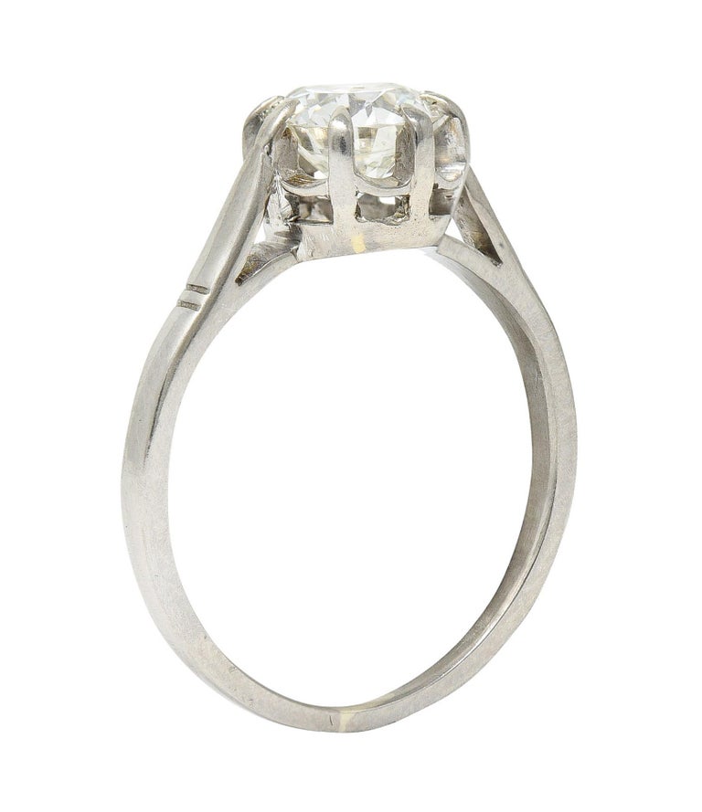 Vintage 1.16 Carats Diamond 18 Karat White Gold Belcher Engagement Ring For Sale 3