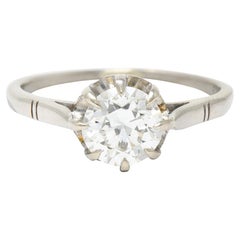 Vintage 1.16 Carats Diamond 18 Karat White Gold Belcher Engagement Ring