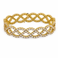 Vintage 11,60 Karat Diamant 18k Gelbgold geflochtenes Armband