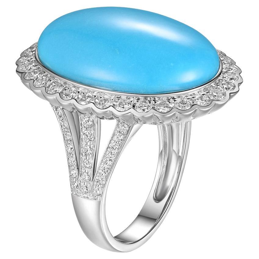 Wir präsentieren unseren atemberaubenden Vintage 11,64 Karat Dornröschen Türkis Diamantring in 14K Weißgold. Dieses exquisite Schmuckstück verbindet die Anziehungskraft des Dornröschen-Türkises mit der zeitlosen Eleganz von Diamanten. Im Mittelpunkt