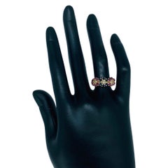 Vintage 1.17 Carat Rubys, Sapphires, Emeralds and Diamonds Floral Cluster Ring