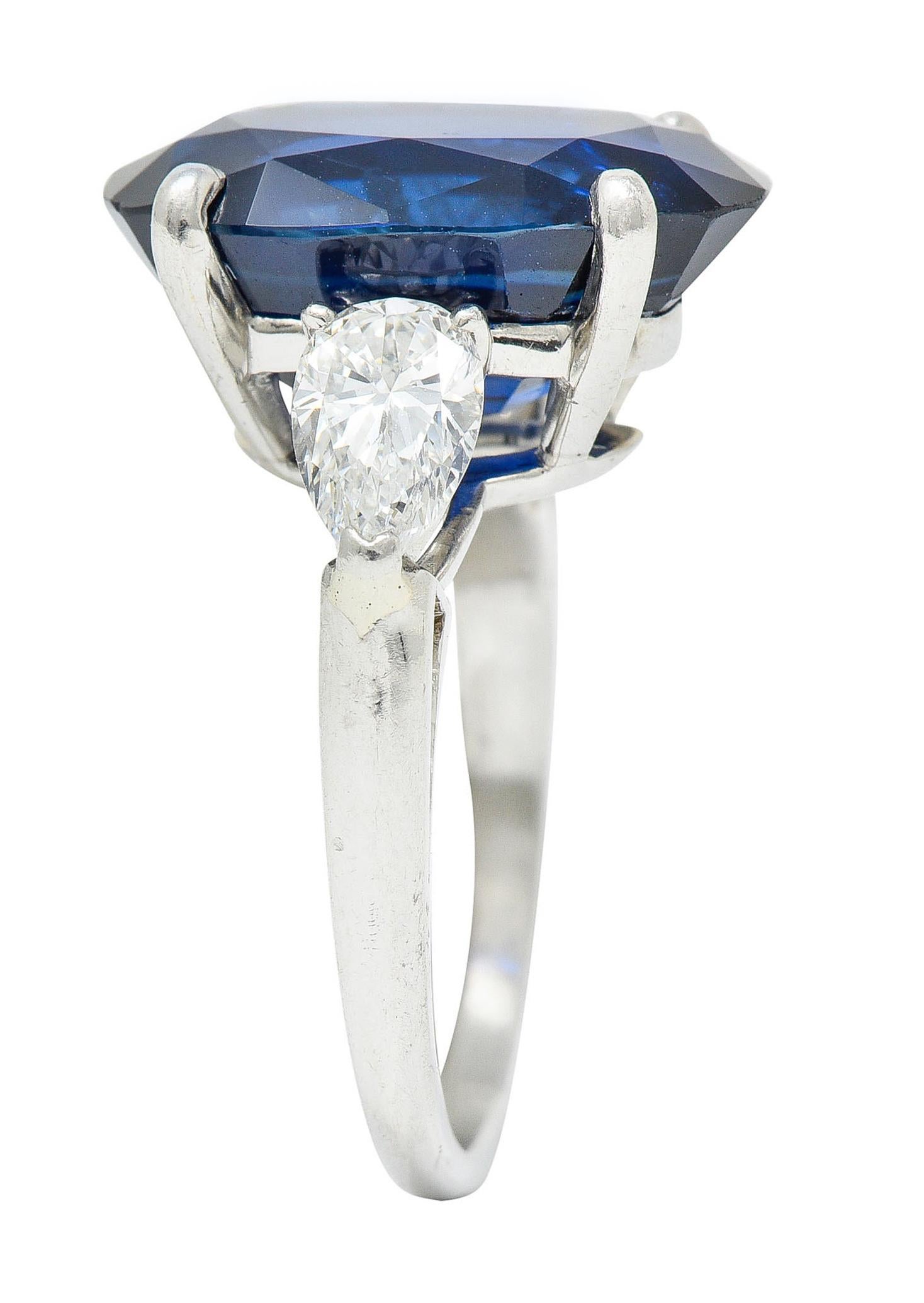 Vintage 11.70 Carats No Heat Sapphire Diamond Platinum Statement Ring AGL 3